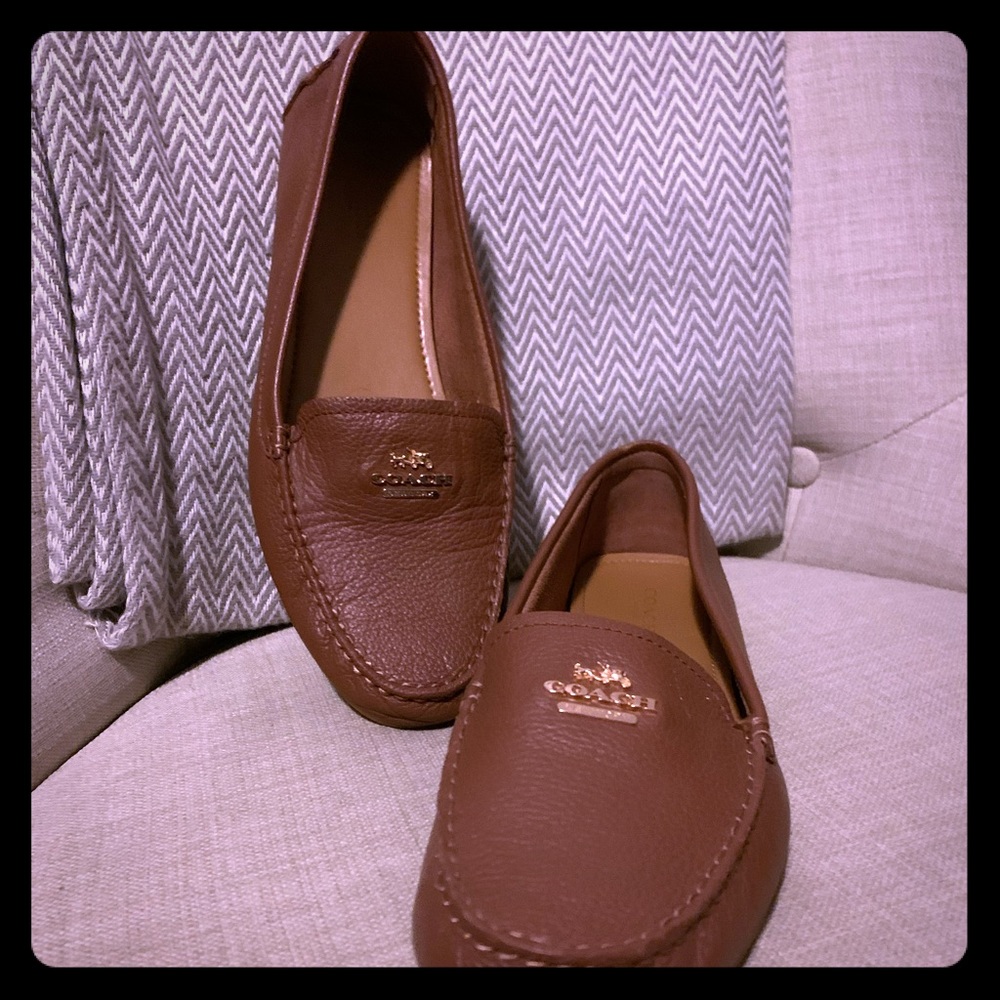 Brown Coach Pebbled Leather Loafers